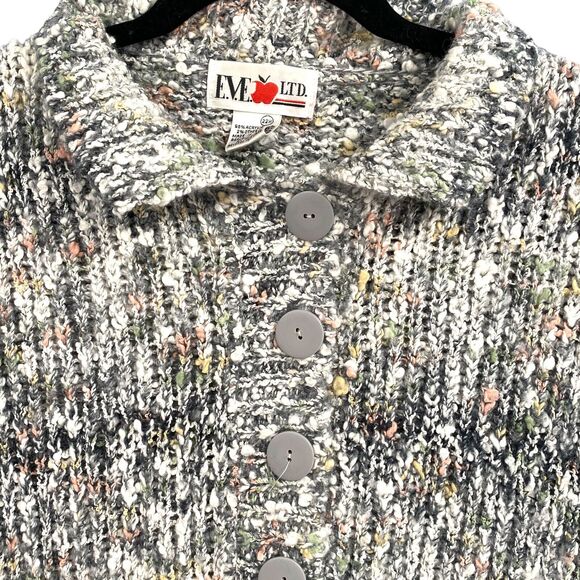 VTG Y2K Sweater 22 Acrylic Gray Chunky Marled Knit Boho Hipster Grannycore 90s - Picture 3 of 12